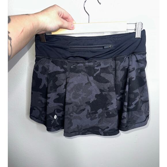 Lululemon Pace Rival Mid Rise Skirt 4 Heritage 365 Camo Deep Coal Multi Black - Picture 7 of 8